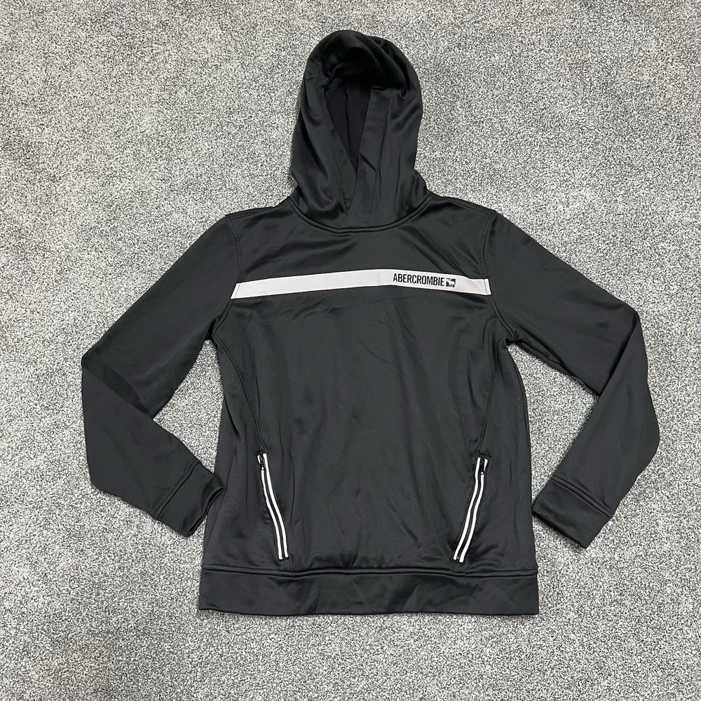 Abercrombie Kids Hoodie Youth 15 16 Black Pullover Athletic Sweatshirt
